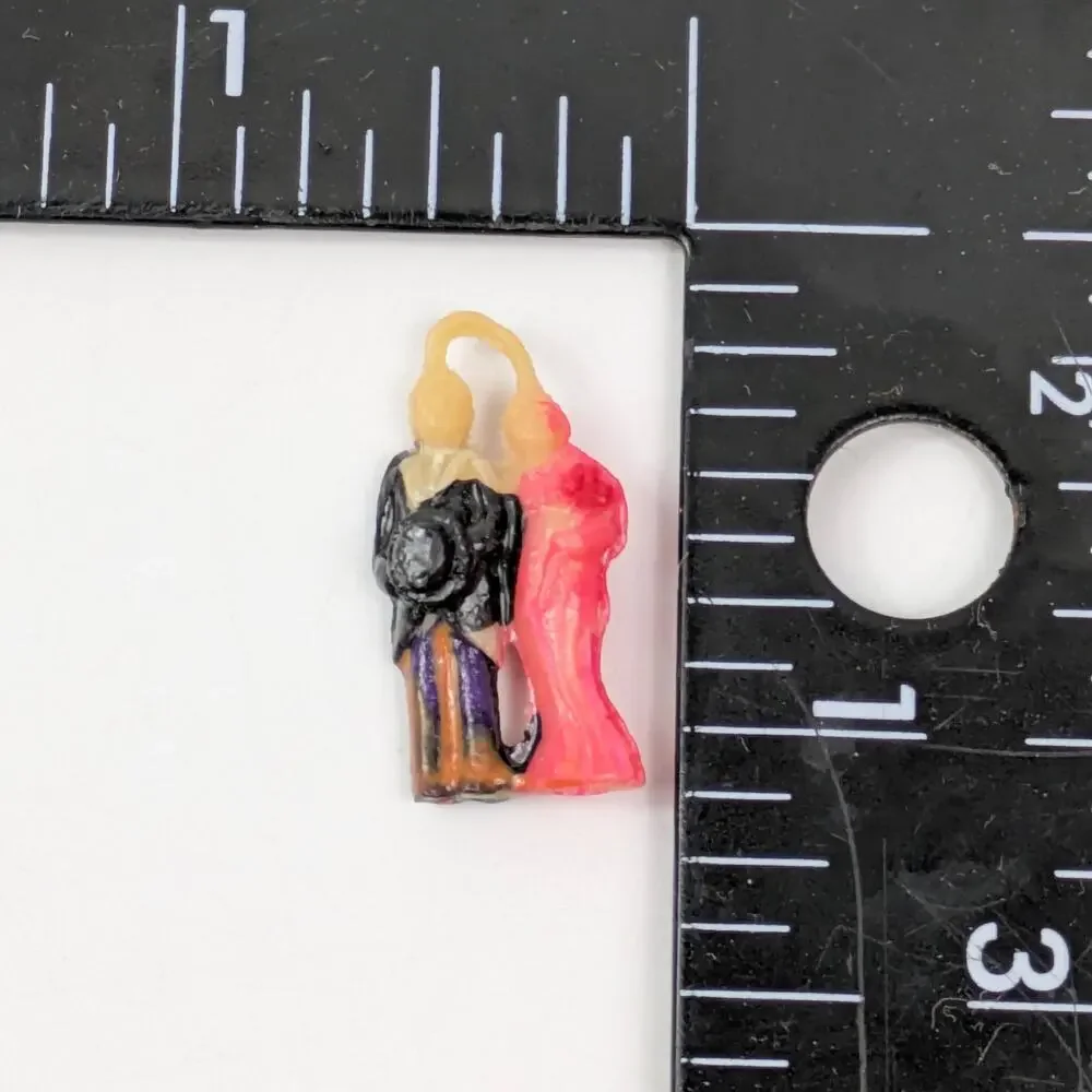 Vintage Celluloid Bride Groom Cracker Jack Toy Charm Miniature Prize 1950s 1